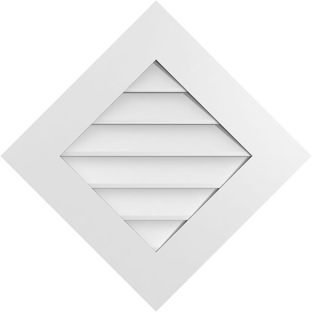 Ekena Millwork Diamond Surface Mount PVC Gable Vent: Functional, w/ 3-1/2"W x 1"P Standard Frame, 26"W x 26"H GVPDI26X2601SF